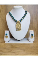 Cotton Balls And Golden Pendant Combine Handcrafted Jewellery (KR455)